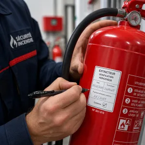 Vérification d'un extincteur dans un ERP du Vaucluse