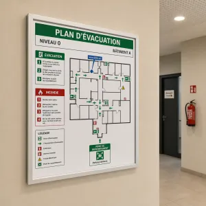 Plan d'évacuation affiché dans un ERP du Vaucluse