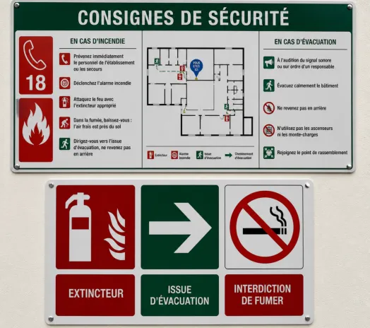 Pose d'une signalétique de sécurité dans un établissement recevant du public